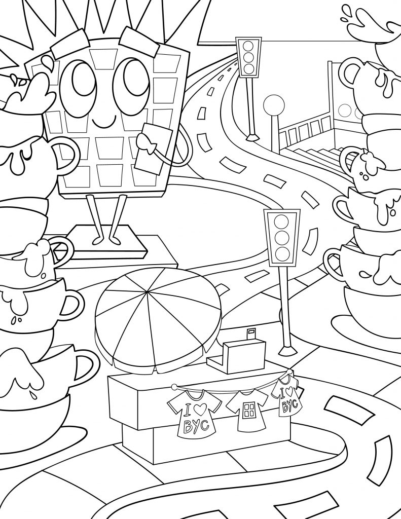 Waffle Smash coloring page of Brew York City